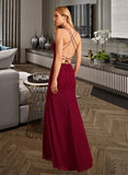 Liliana Trumpet/Mermaid V-neck Floor-Length Bridesmaid Dress With Split Front STAP0012814