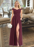 Alexa A-Line Off-the-Shoulder Floor-Length Chiffon Bridesmaid Dress With Ruffle Split Front Pockets STAP0012819