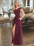 Alexa A-Line Off-the-Shoulder Floor-Length Chiffon Bridesmaid Dress With Ruffle Split Front Pockets STAP0012819