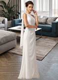 Raven Sheath/Column One Shoulder Floor-Length Chiffon Bridesmaid Dress With Ruffle STAP0012820