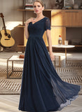 Abbigail A-Line V-neck Floor-Length Chiffon Bridesmaid Dress STAP0012821