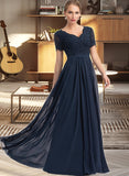 Abbigail A-Line V-neck Floor-Length Chiffon Bridesmaid Dress STAP0012821