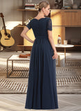 Abbigail A-Line V-neck Floor-Length Chiffon Bridesmaid Dress STAP0012821