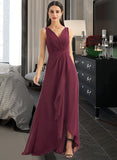 Giana A-Line V-neck Asymmetrical Bridesmaid Dress With Split Front STAP0012824