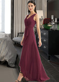 Giana A-Line V-neck Asymmetrical Bridesmaid Dress With Split Front STAP0012824