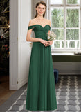 Elizabeth A-line Off the Shoulder Floor-Length Chiffon Bridesmaid Dress With Ruffle STAP0012825