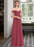 Elizabeth A-line Off the Shoulder Floor-Length Chiffon Bridesmaid Dress With Ruffle STAP0012825