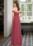 Elizabeth A-line Off the Shoulder Floor-Length Chiffon Bridesmaid Dress With Ruffle STAP0012825