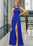 Delaney A-Line Scoop Neck Floor-Length Chiffon Bridesmaid Dress With Split Front STAP0012826