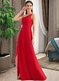 Areli A-Line One-Shoulder Floor-Length Bridesmaid Dress With Ruffle Split Front STAP0012827