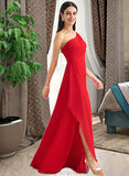 Areli A-Line One-Shoulder Floor-Length Bridesmaid Dress With Ruffle Split Front STAP0012827