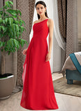 Areli A-Line One-Shoulder Floor-Length Bridesmaid Dress With Ruffle Split Front STAP0012827