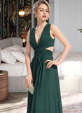 Makayla A-Line V-neck Floor-Length Chiffon Bridesmaid Dress STAP0012828