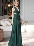 Makayla A-Line V-neck Floor-Length Chiffon Bridesmaid Dress STAP0012828