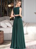 Makayla A-Line V-neck Floor-Length Chiffon Bridesmaid Dress STAP0012828