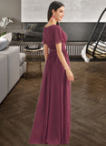 Mya A-Line V-neck Floor-Length Bridesmaid Dress With Split Front STAP0012829