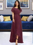 Eliza A-Line Scoop Neck Asymmetrical Bridesmaid Dress With Ruffle STAP0012831