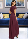 Eliza A-Line Scoop Neck Asymmetrical Bridesmaid Dress With Ruffle STAP0012831