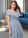 Meadow A-Line V-neck Floor-Length Bridesmaid Dress With Split Front STAP0012832