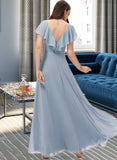 Meadow A-Line V-neck Floor-Length Bridesmaid Dress With Split Front STAP0012832