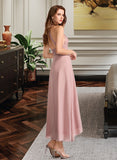 Natalee A-Line V-neck Asymmetrical Bridesmaid Dress With Split Front STAP0012833