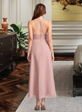 Natalee A-Line V-neck Asymmetrical Bridesmaid Dress With Split Front STAP0012833