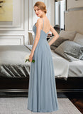 Kiley A-Line V-neck Floor-Length Chiffon Bridesmaid Dress With Ruffle Pockets STAP0012834