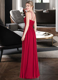 Paris A-Line Scoop Neck Floor-Length Chiffon Bridesmaid Dress With Ruffle STAP0012835