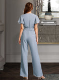 Mckinley Jumpsuit/Pantsuit V-neck Floor-Length Bridesmaid Dress With Ruffle STAP0012837