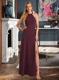 Julianne A-Line High Neck Floor-Length Bridesmaid Dress With Split Front STAP0012838