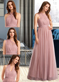 Mylee A-Line One-Shoulder V-neck Off-the-Shoulder Floor-Length Bridesmaid Dress STAP0012843