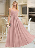 Sydney A-LineV-neckFloor-LengthChiffonBridesmaidDressWithRuffle#251358 STAP0012849