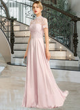 Kailey A-Line High Neck Floor-Length Chiffon Bridesmaid Dress With Sequins STAP0012852