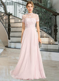 Kailey A-Line High Neck Floor-Length Chiffon Bridesmaid Dress With Sequins STAP0012852