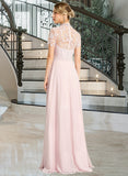 Kailey A-Line High Neck Floor-Length Chiffon Bridesmaid Dress With Sequins STAP0012852