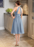 Damaris A-Line Scoop Neck Knee-Length Chiffon Bridesmaid Dress With Ruffle STAP0012853