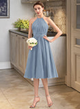 Damaris A-Line Scoop Neck Knee-Length Chiffon Bridesmaid Dress With Ruffle STAP0012853