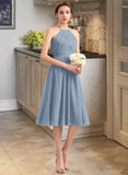 Damaris A-Line Scoop Neck Knee-Length Chiffon Bridesmaid Dress With Ruffle STAP0012853