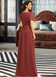 Germaine A-Line V-neck Floor-Length Bridesmaid Dress With Split Front STAP0012856