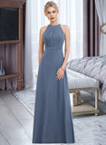 Aleah A-Line Scoop Neck Floor-Length Chiffon Bridesmaid Dress With Ruffle STAP0012861