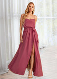 Esmeralda A-Line Cowl Neck Floor-Length Bridesmaid Dress With Ruffle Split Front STAP0012862