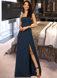 Hallie A-Line Square Neckline Floor-Length Chiffon Bridesmaid Dress With Split Front STAP0012864