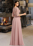 Jaidyn A-Line Scoop Neck Floor-Length Bridesmaid Dress With Split Front STAP0012865