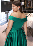 Eliana Ball-Gown/Princess Off-the-Shoulder Floor-Length Satin Bridesmaid Dress With Split Front Pockets STAP0012866