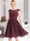 Rosalie A-Line Scoop Neck Knee-Length Chiffon Bridesmaid Dress STAP0012869