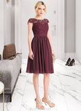 Rosalie A-Line Scoop Neck Knee-Length Chiffon Bridesmaid Dress STAP0012869