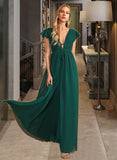 Kaylynn A-Line V-neck Floor-Length Bridesmaid Dress With Split Front STAP0012874