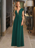 Kaylynn A-Line V-neck Floor-Length Bridesmaid Dress With Split Front STAP0012874