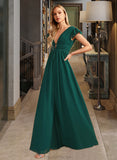 Kaylynn A-Line V-neck Floor-Length Bridesmaid Dress With Split Front STAP0012874