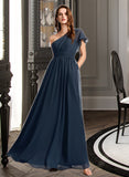 Shannon A-Line One-Shoulder Floor-Length Bridesmaid Dress With Ruffle STAP0012875